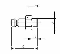 MALE BODY PUSH FIT COUPLING WITH MALE THREAD 1/8